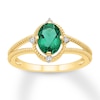 Thumbnail Image 1 of Lab-Created Emerald Ring Lab-Created Sapphires 10K Yellow Gold