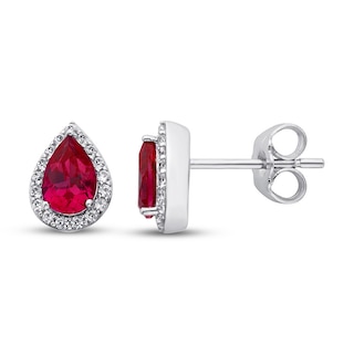 Lab-Created Ruby Earrings Lab-Created Sapphires 10K White Gold | Kay