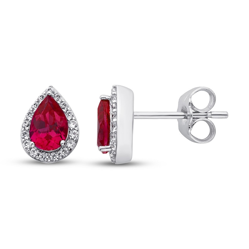 Women/'s Day Sale 1 Natural Ruby Huggie Earrings 10k White Gold Jewelry