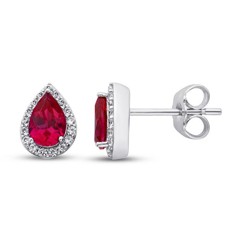 Lab-Created Ruby Earrings Lab-Created Sapphires 10K White Gold | Kay