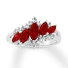 Thumbnail Image 0 of Lab-Created Ruby Ring Lab-Created Sapphires Sterling Silver