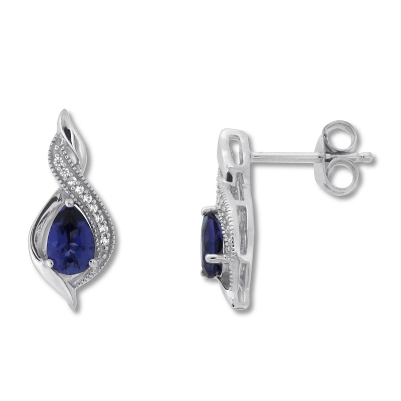 Main Image 1 of Lab-Created Sapphire Earrings Sterling Silver