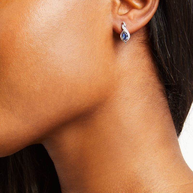 Main Image 2 of Lab-Created Sapphire Earrings Sterling Silver