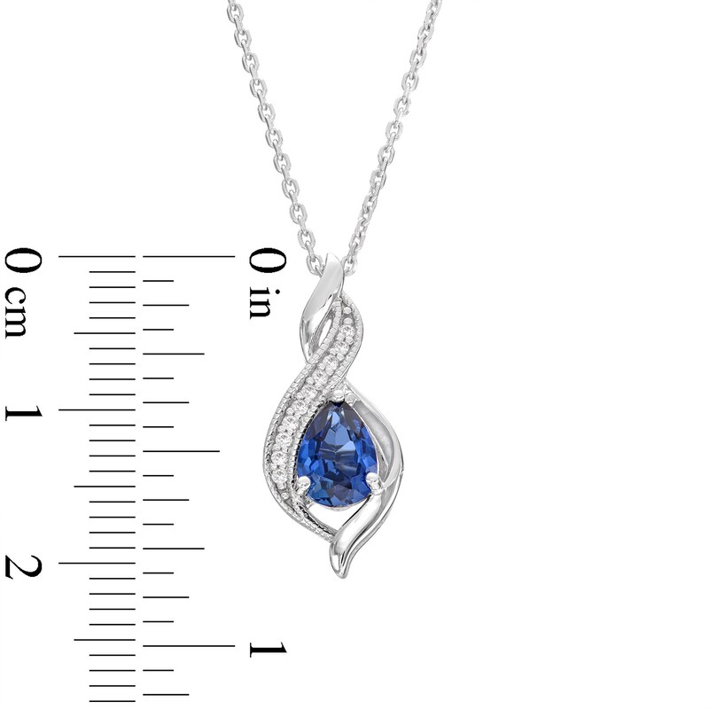 Main Image 2 of Lab-Created Sapphire Necklace Sterling Silver
