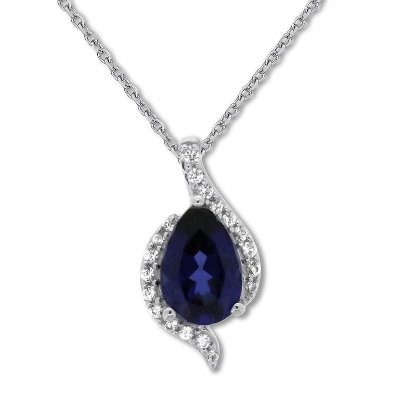 Main Image 1 of Lab-Created Sapphire Necklace Sterling Silver