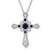 Thumbnail Image 0 of Cross Necklace Lab-Created Sapphires Sterling Silver