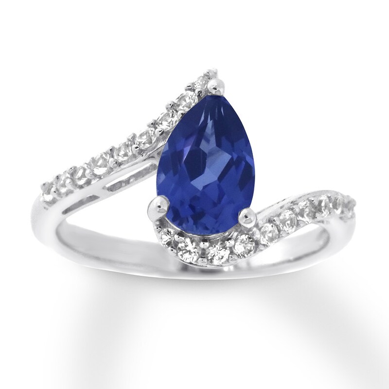 Main Image 1 of Lab-Created Sapphire Ring Sterling Silver