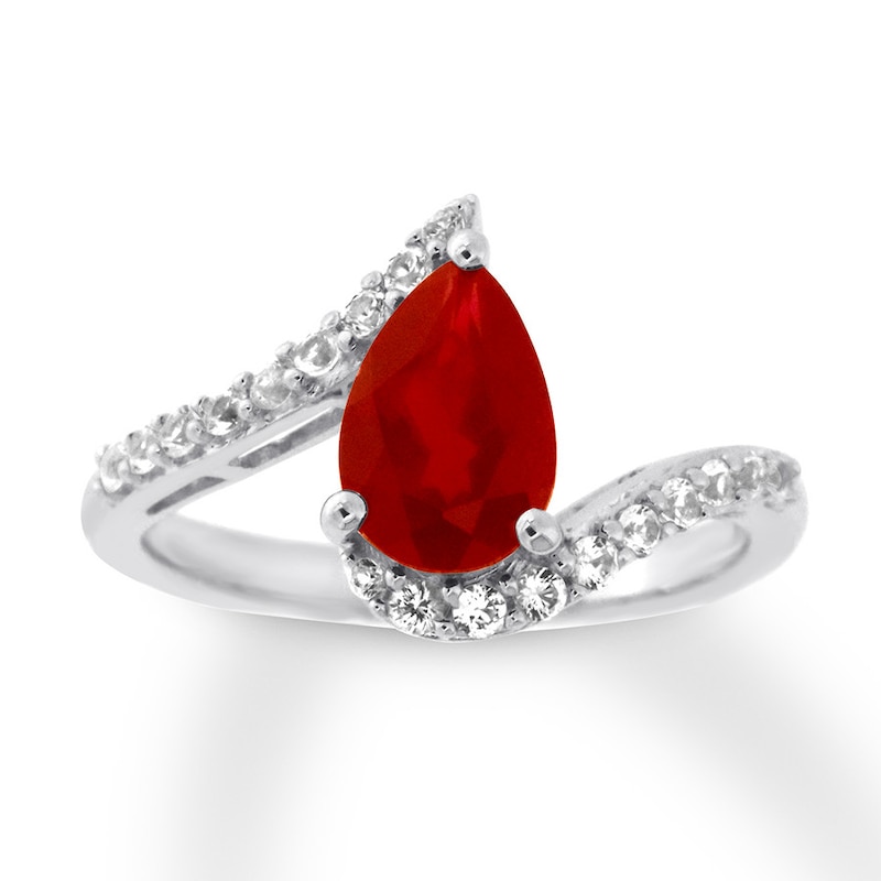 Main Image 1 of Lab-Created Ruby Ring Lab-Created Sapphires Sterling Silver