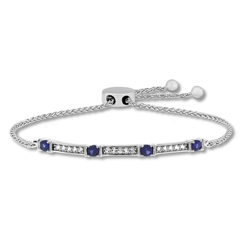 Main Image 1 of Lab-Created Sapphire Bolo Bracelet Sterling Silver