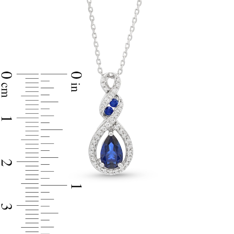 Main Image 3 of Lab-Created Sapphire Necklace Sterling Silver
