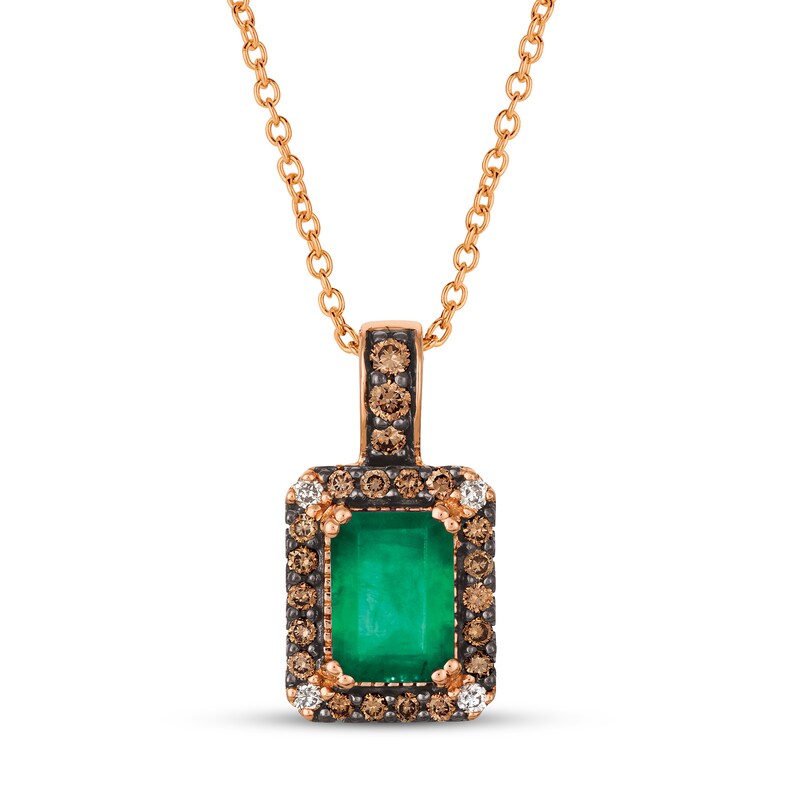 Le Vian Emerald Necklace 1/5 ct tw Diamonds 14K Strawberry Gold