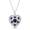 Thumbnail Image 1 of Blue and White Lab-Created Sapphire Heart Necklace Sterling Silver 18&quot;