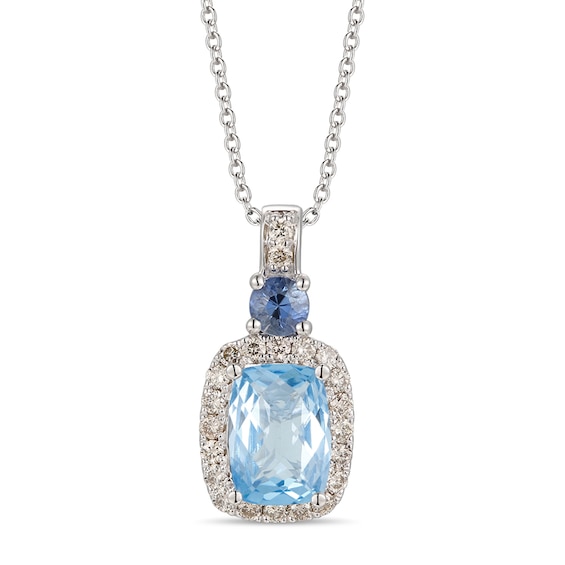 Le Vian Aquamarine & Sapphire Necklace 1/4 ct tw Diamonds 14K Vanilla Gold 18" Kay