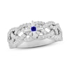 True North Star Ring Lab-Created Blue Sapphire 1/2 ct tw Diamonds 10K White Gold