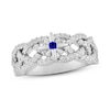 Thumbnail Image 0 of True North Star Ring Lab-Created Blue Sapphire 1/2 ct tw Diamonds 10K White Gold