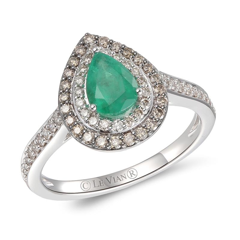 Le Vian Emerald Ring 3/8 ct tw Diamonds 14K Vanilla Gold