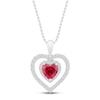 Thumbnail Image 1 of Lab-Created Ruby & Lab-Created White Sapphire Heart Necklace Sterling Silver 18"