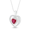 Thumbnail Image 2 of Lab-Created Ruby & Lab-Created White Sapphire Heart Necklace Sterling Silver 18"