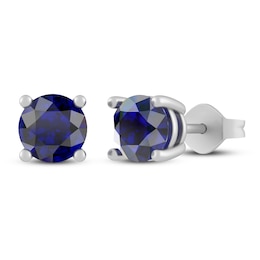 Lab-Created Blue Sapphire Stud Earrings Sterling Silver