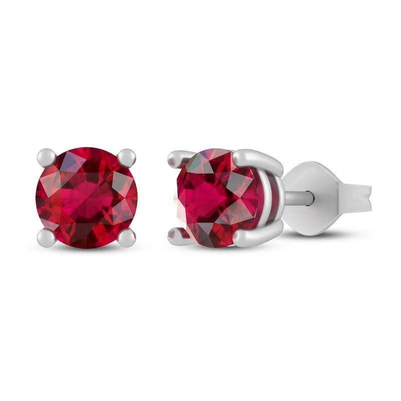 Lab-Created Ruby Stud Earrings Sterling Silver
