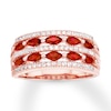 Thumbnail Image 0 of Lab-Created Ruby Ring Lab-Created White Sapphires 10K Rose Gold