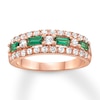 Thumbnail Image 0 of Lab-Created Emerald Ring Lab-Created Sapphires 10K Rose Gold