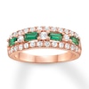 Thumbnail Image 1 of Lab-Created Emerald Ring Lab-Created Sapphires 10K Rose Gold