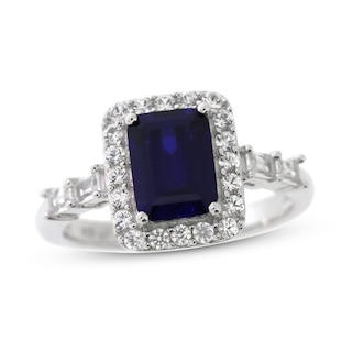 Lab-Created Blue Sapphire & Lab-Created White Sapphire Ring Sterling ...