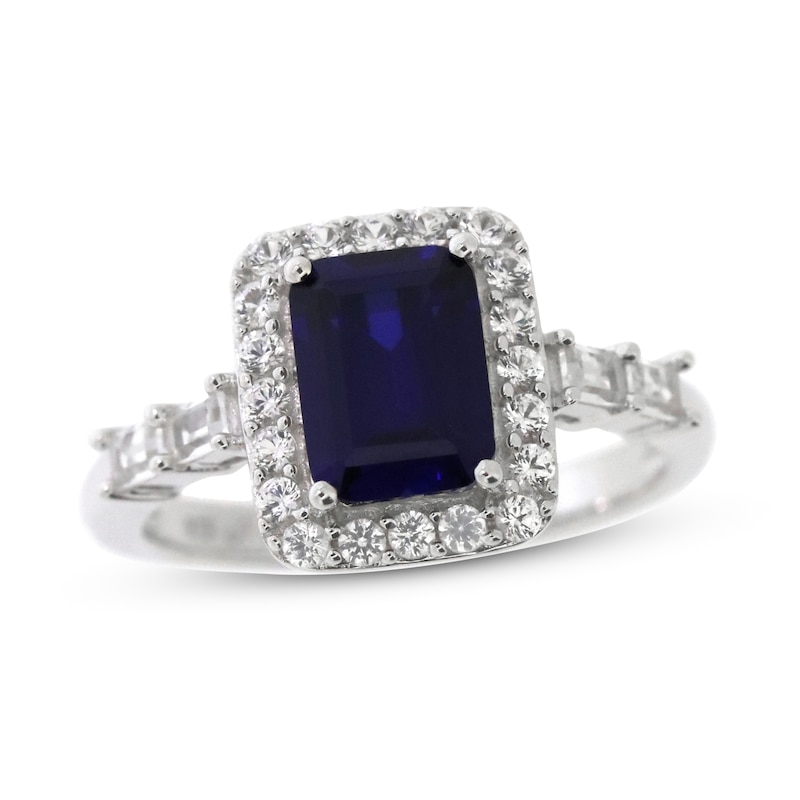 .925 Sterling Silver Created Blue Sapphire Diamond  Brilliance in Motion 価格比較