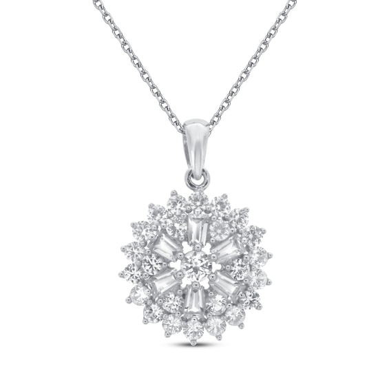 Lab-Created White Sapphire Necklace Sterling Silver 18"