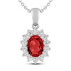 Lab-Created Ruby & White Lab-Created Sapphire Necklace Sterling Silver 18"