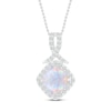 Lab-Created Opal & Lab-Created White Sapphire Necklace Sterling Silver 18"