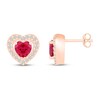 Lab-Created Ruby & Lab-Created White Sapphire Heart Earrings 10K Rose Gold