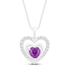 Thumbnail Image 1 of Amethyst & Lab-Created White Sapphire Heart Necklace Sterling Silver 18&quot;