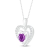 Thumbnail Image 2 of Amethyst & Lab-Created White Sapphire Heart Necklace Sterling Silver 18&quot;