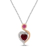 Thumbnail Image 1 of Lab-Created Ruby Necklace 1/20 ct tw Diamonds Sterling Silver