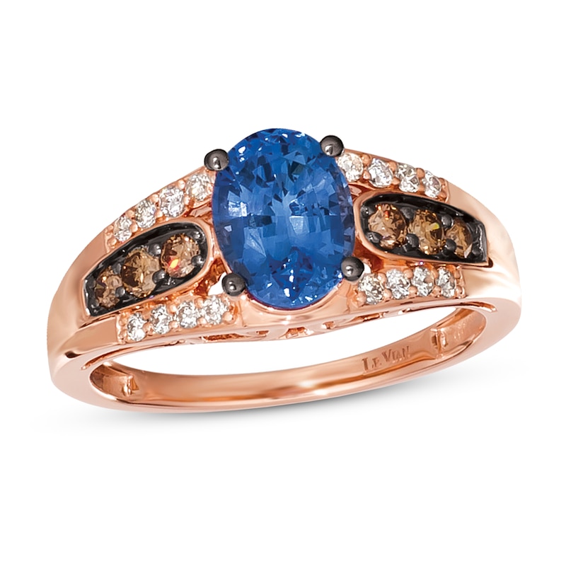 Le Vian Sapphire Ring 3/8 ct tw Diamonds 14K Strawberry Gold