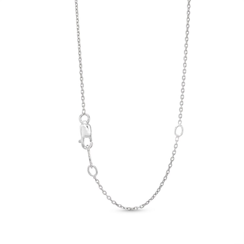 Lab-Created Ruby Solitaire Necklace Round-cut Sterling Silver 18"