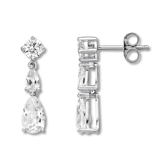 Lab-Created White Sapphire Drop Earrings Sterling Silver | Kay