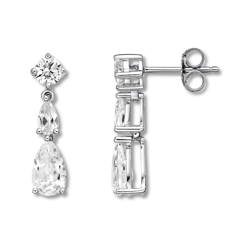 Main Image 1 of Lab-Created White Sapphire Drop Earrings Sterling Silver