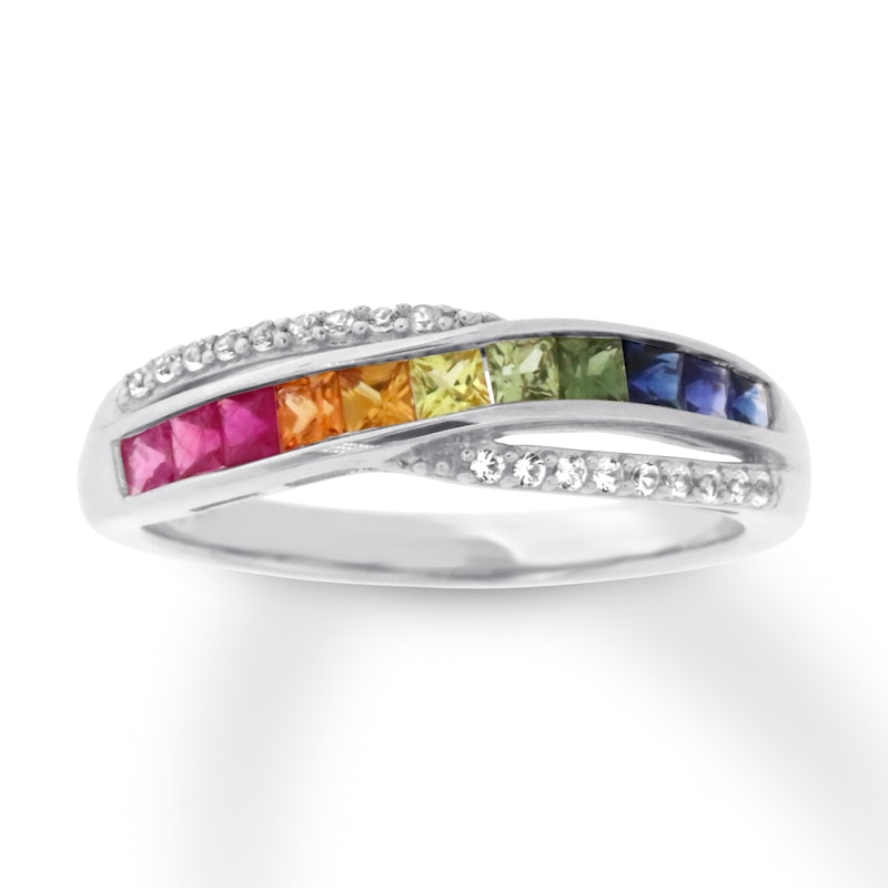 Keusn Inlaid Diamond Rainbow Colored Gemstone Ring Finger Jewelry Birthday  Proposal Gift Bridal Engagement Party Ring