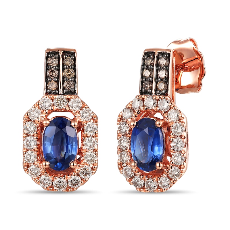 Le Vian Sapphire Earrings 1/2 ct tw Diamonds 14K Strawberry Gold