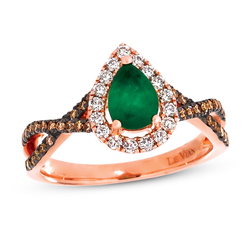 Main Image 1 of Le Vian Emerald Ring 3/8 ct tw Diamonds 14K Strawberry Gold