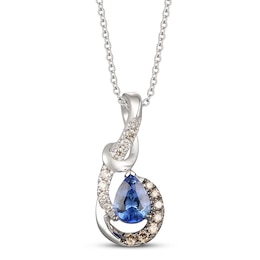 Le Vian Sapphire Necklace 1/6 ct tw Diamonds 14K Vanilla Gold 18&quot;