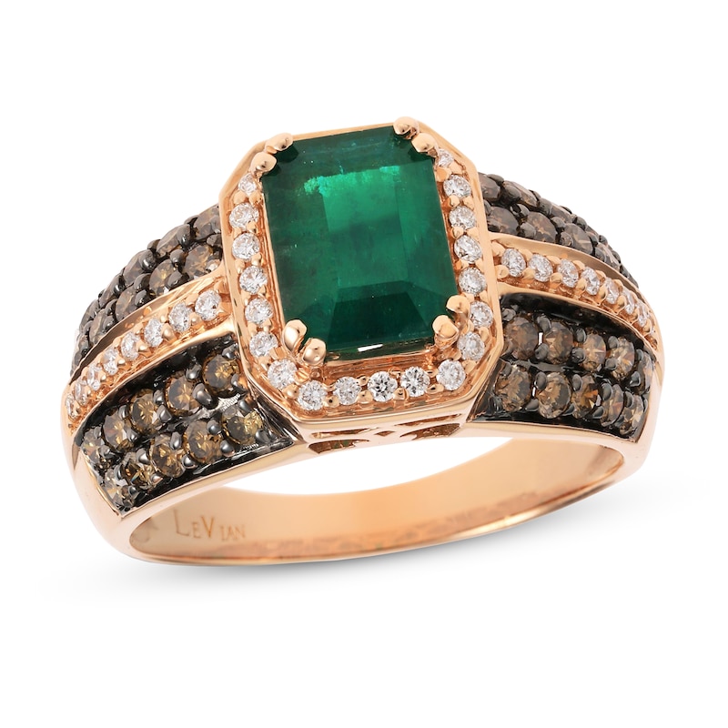 Le Vian Emerald Ring 7/8 ct tw Diamonds 14K Strawberry Gold
