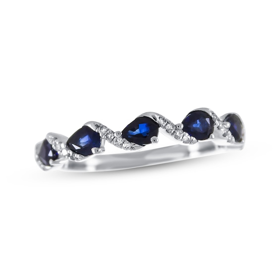 Sapphire Ring 1/10 ct tw Diamonds 10K White Gold