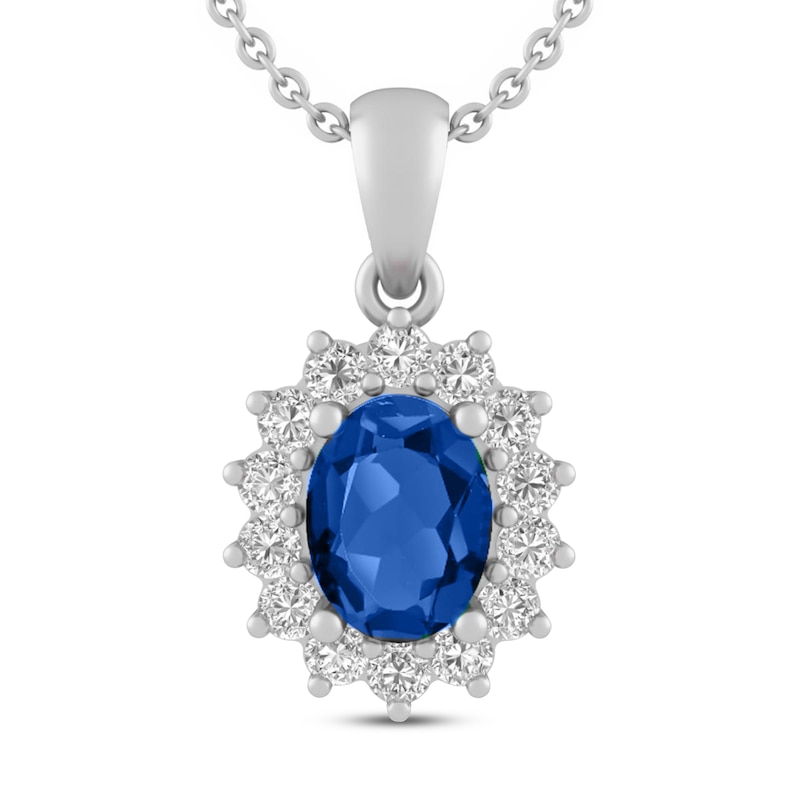 Blue & White Lab-Created Sapphire Necklace Sterling Silver 18"