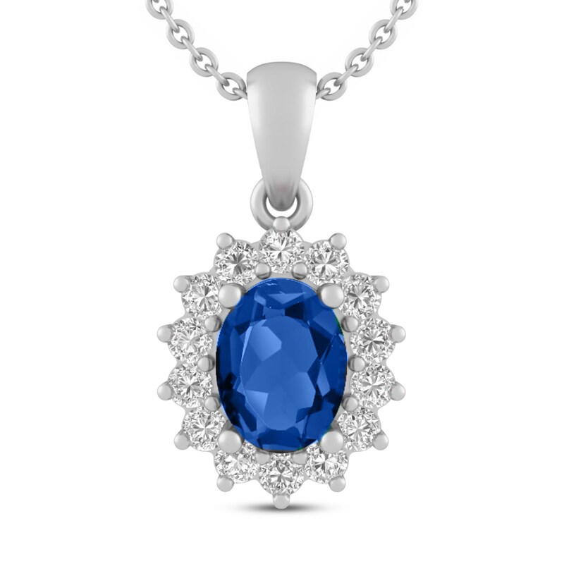 Blue & White Lab-Created Sapphire Necklace Sterling Silver 18"