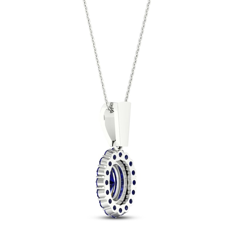 Main Image 3 of Sapphire & Diamond Necklace 1/15 ct tw 10K White Gold 18&quot;