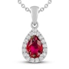 Thumbnail Image 1 of Lab-Created Ruby & White Lab-Created Sapphire Necklace Sterling Silver 18&quot;